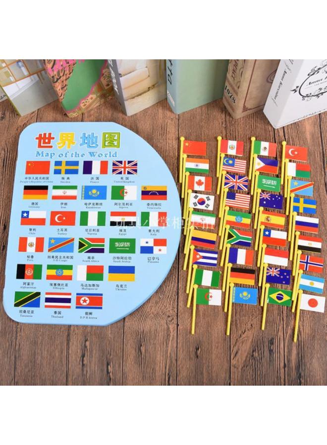 أطلس عالمي أحجية مع الأعلام الوطنية - ألعاب تعليمية للأطفال في مرحلة ما قبل المدرسة لتطوير الذكاء - مناسب للأولاد والبنات من 4-9 سنوات - اللون: خريطة عالمية متوسطة مع 30 علم في صندوق ملون - Image 2